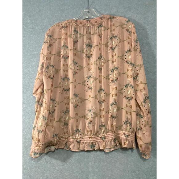 Zara Women’s Pink floral Ruffle Collared Balloon Sleeve Blouse Top Size M - Picture 5 of 5